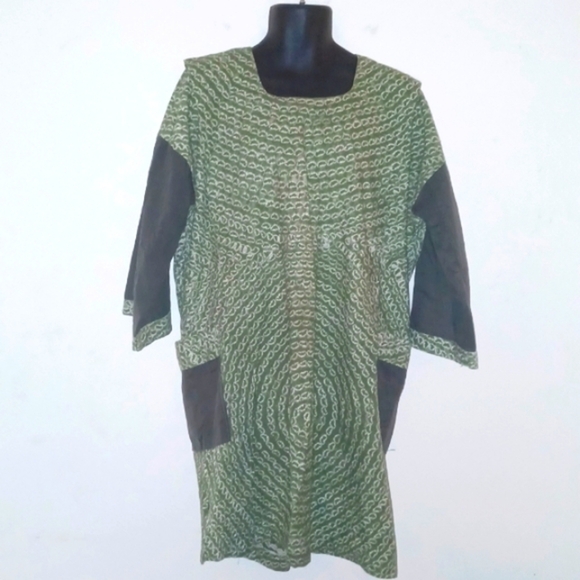 AFRICAN Wear Olive Green and Cream Set: Shirt with Pants [Unisex], XXL - Picture 3 of 7